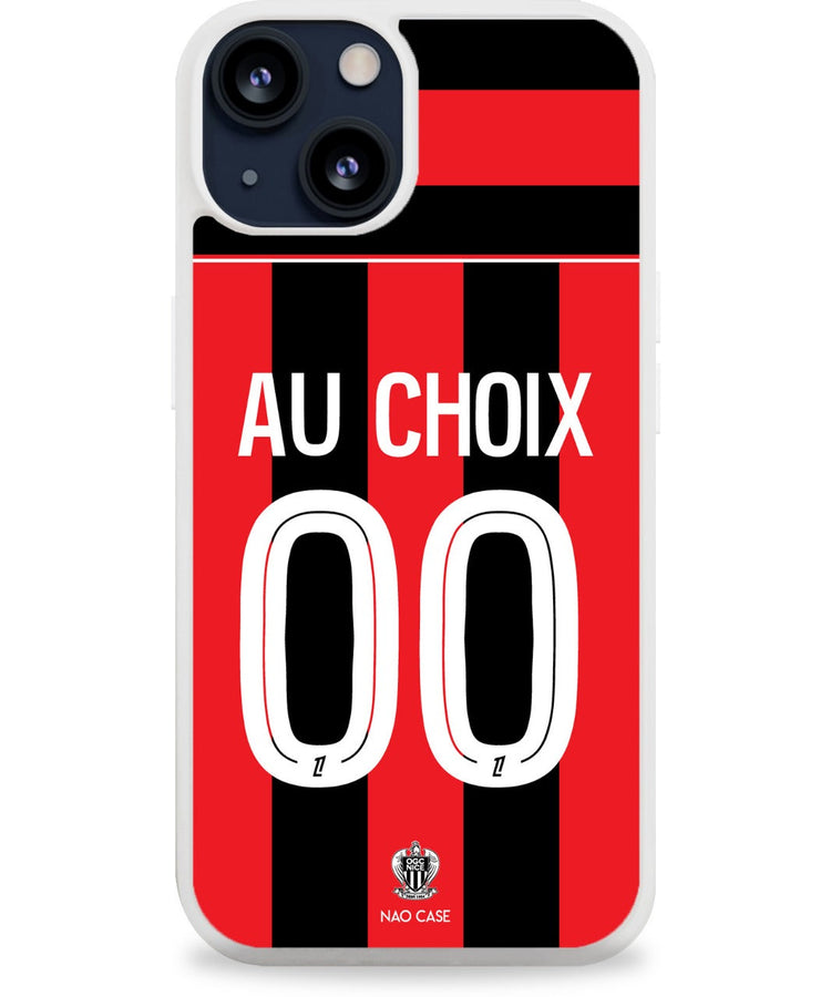 Coque football OGC NICE DOMICILE 2025/26 personnalisée nom numéro – 2ème coque -50% – iPhone Samsung Xiaomi Redmi