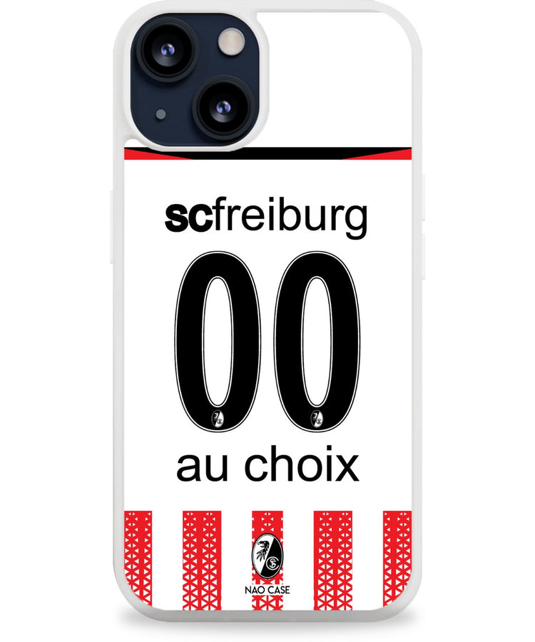 Coque football SC FREIBURG DOMICILE 2025/26 personnalisée nom numéro – 2ème coque -50% – iPhone Samsung Xiaomi Redmi