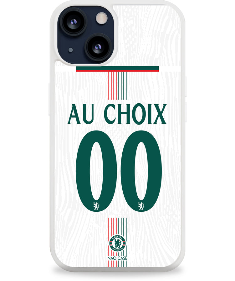 Coque football CHELSEA EXTERIEUR 2025/26 personnalisée nom numéro – 2ème coque -50% – iPhone Samsung Xiaomi Redmi