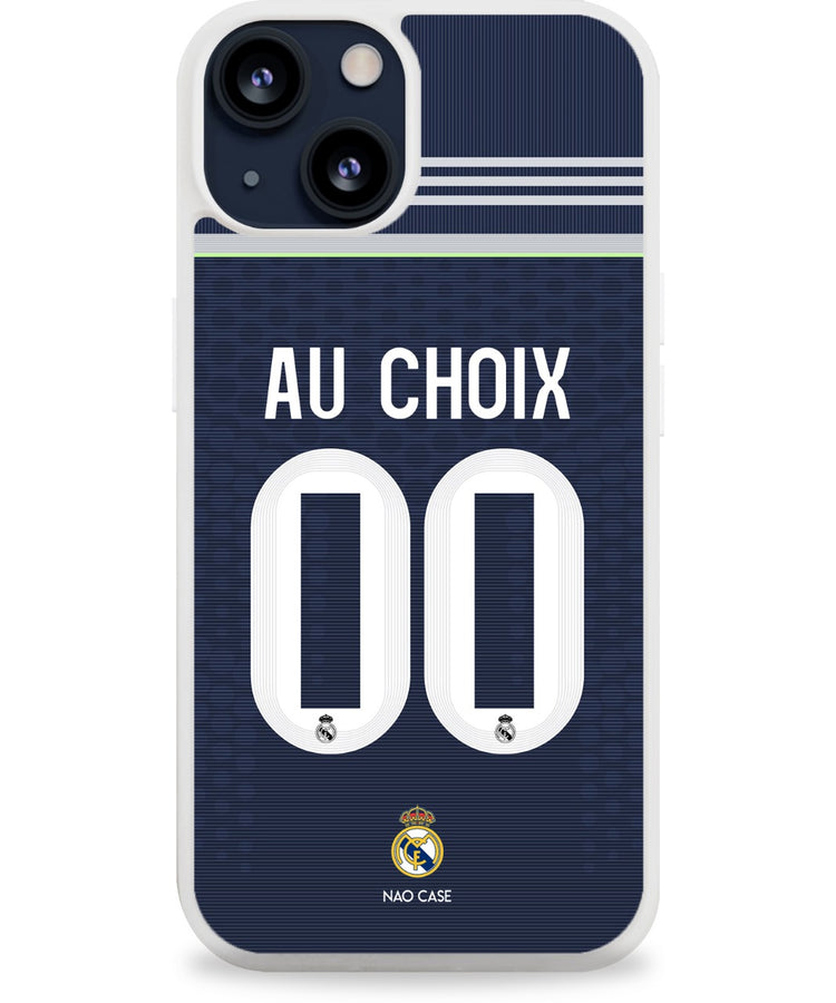Coque football REAL MADRID EXTERIEUR 2025/26 personnalisée nom numéro – 2ème coque -50% – iPhone Samsung Xiaomi Redmi